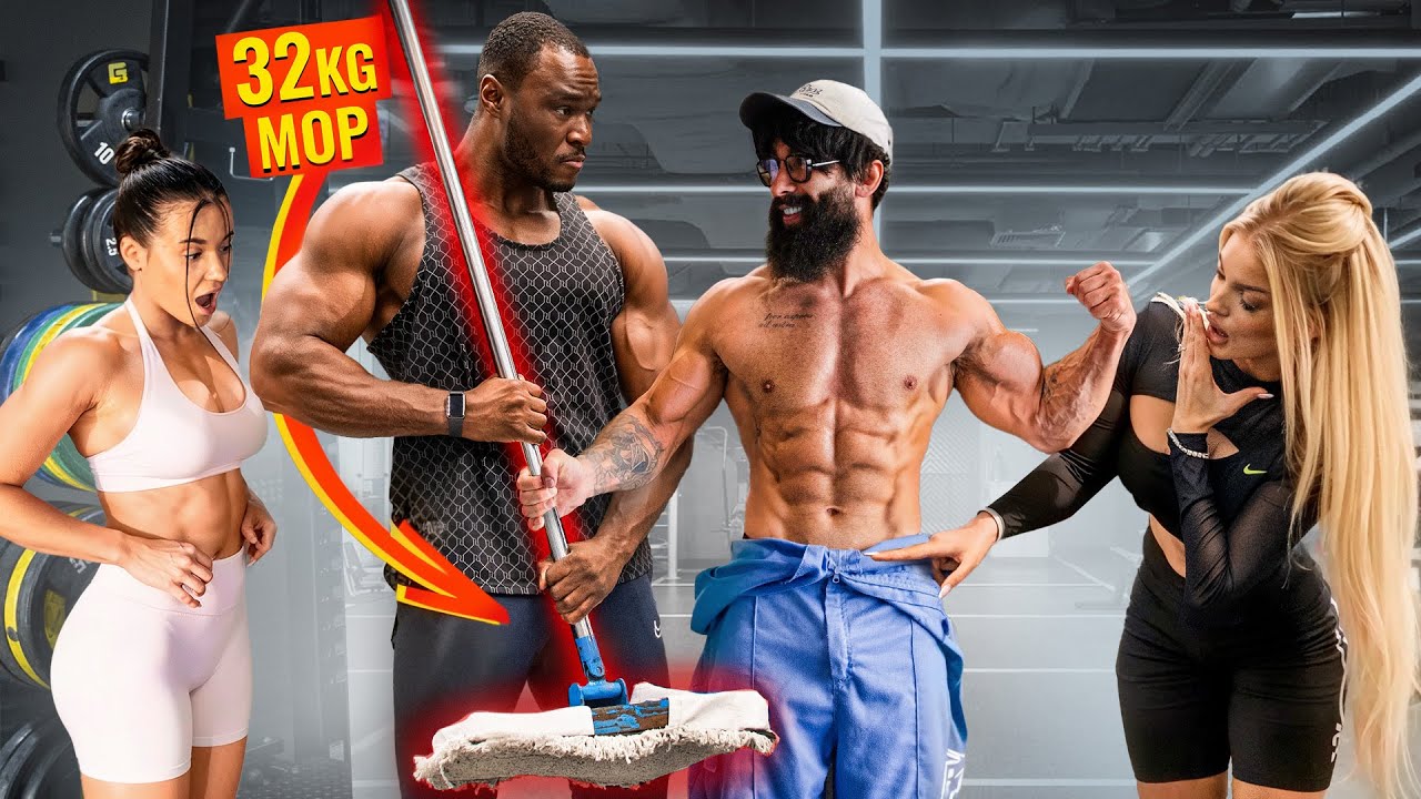 32KG Mop Shocks BodyBuilders and GIRLS in a GYM | Anatoly GYM PRANK #39