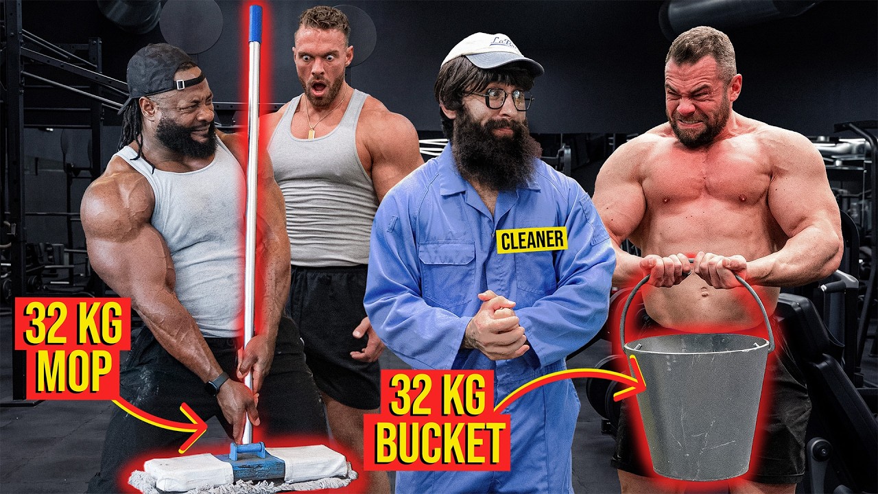 32KG MOP and BUCKET Crushed the EGO of the Bodybuilders | Anatoly GYM PRANK #63